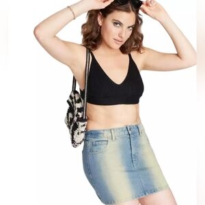 Wild Fable Denim Jean Mini Skirt Light Blue Wash With Pockets - Size 14 NWT
